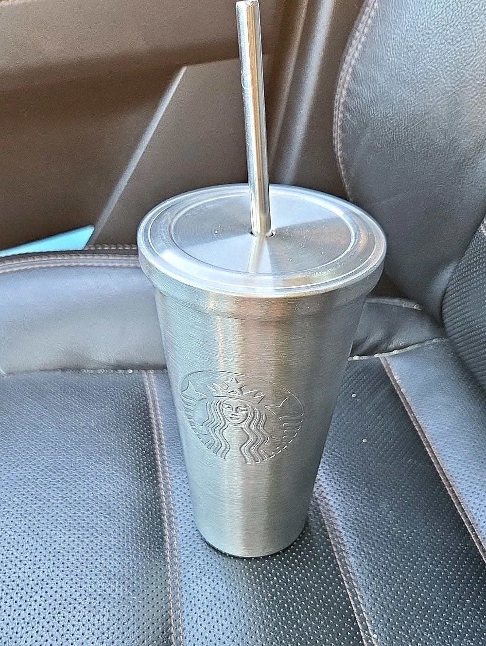 Starbucks Stainless Steel Siren Logo Cold Cup Tumbler with Straw Silver